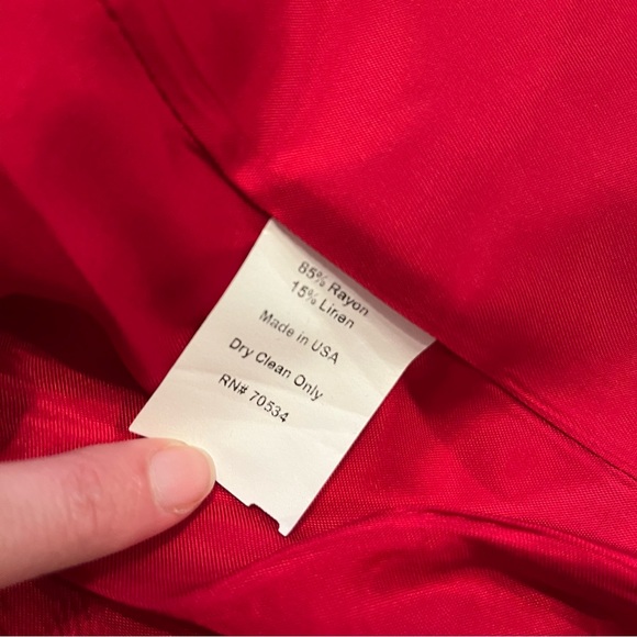 Orvis Blazer Jacket Womens 10 Red Rayon Linen Crop Bolero Office Work VTG Button - Picture 8 of 11